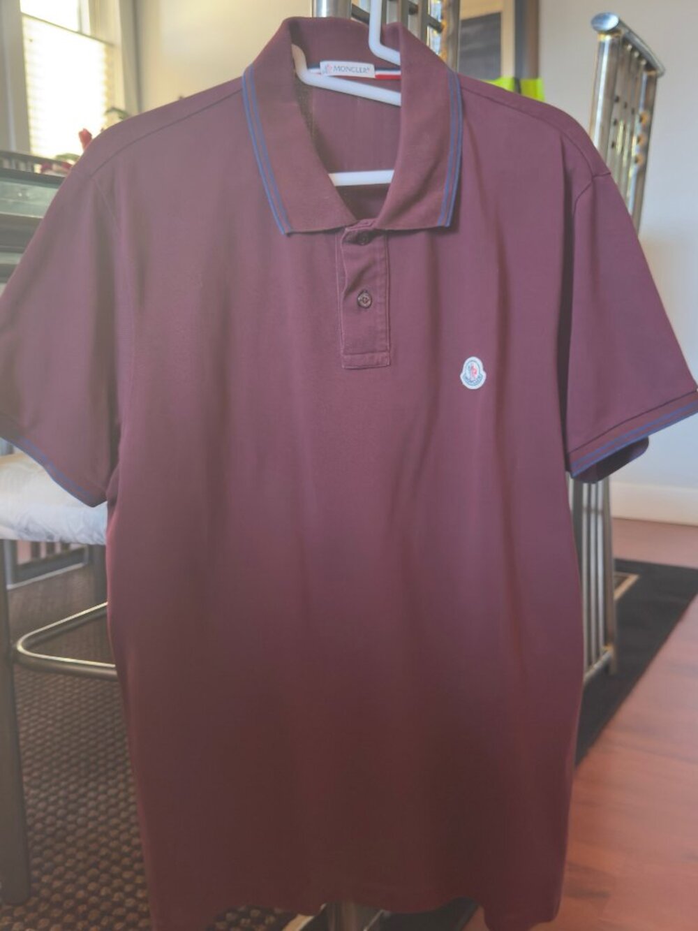 Moncler Maglia Polo Burgundy Navy Tip Cotton Piquet L